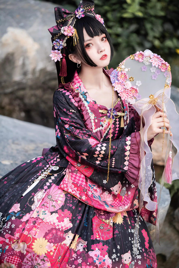 Cherry Blossom Cat Islet - Sweet Lolita JSK Full Set - image 3