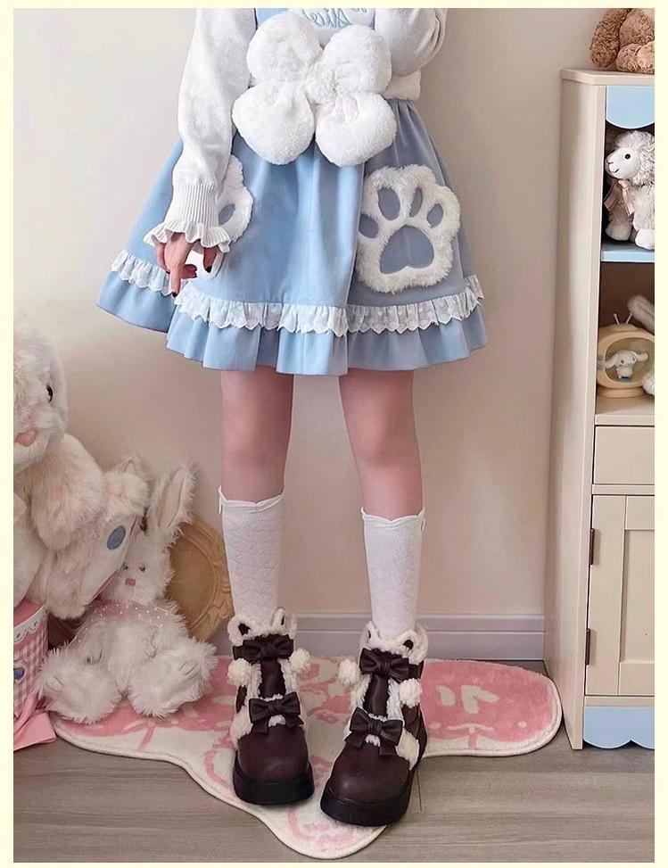 Furry Bear - Winter Cute Lolita Short Snow Boots - image 17