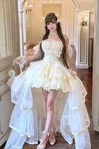 Beige Mousse Love Song Ballet Lolita Short Dress Set - image 6