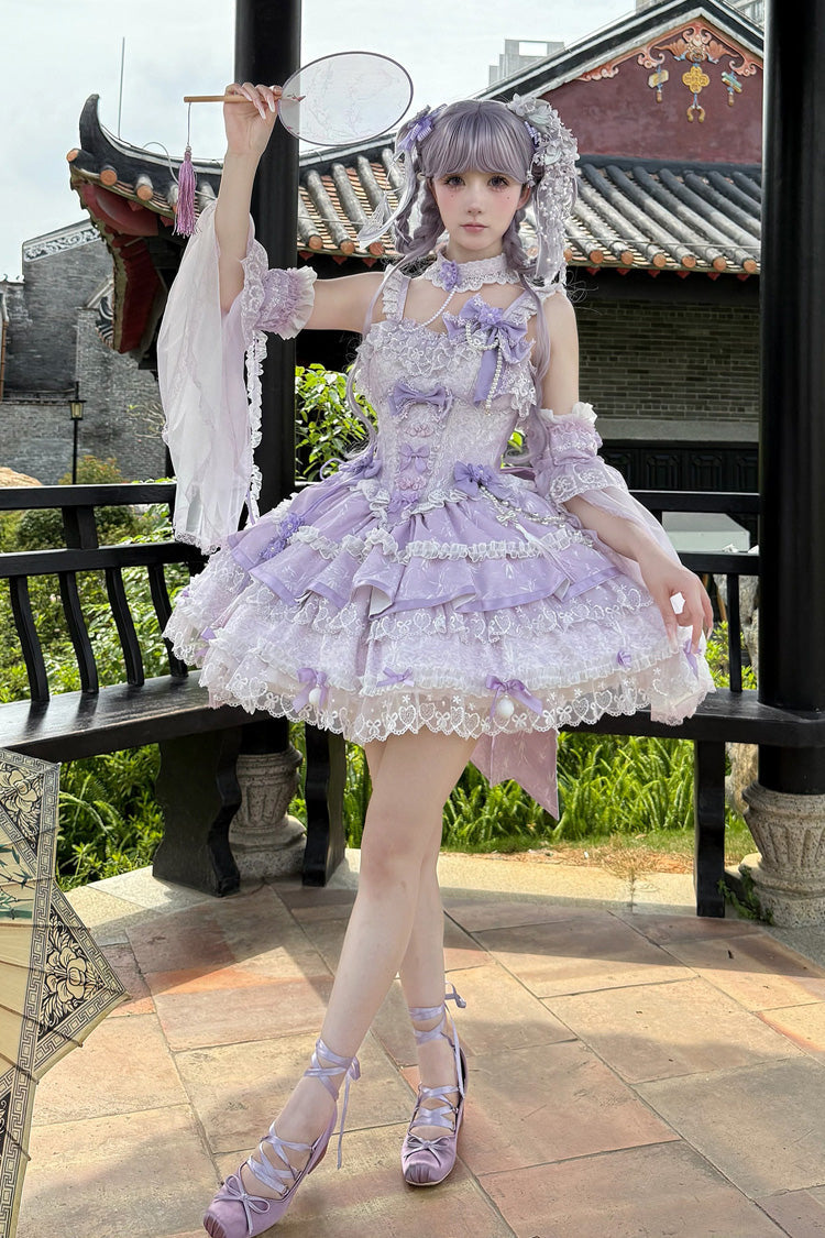 Purple Prelude of Spring Cherry Sweet Lolita JSK Dress - image 3