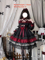 Night of Berea Gothic Lolita OP Dress in Black and Red - image 12