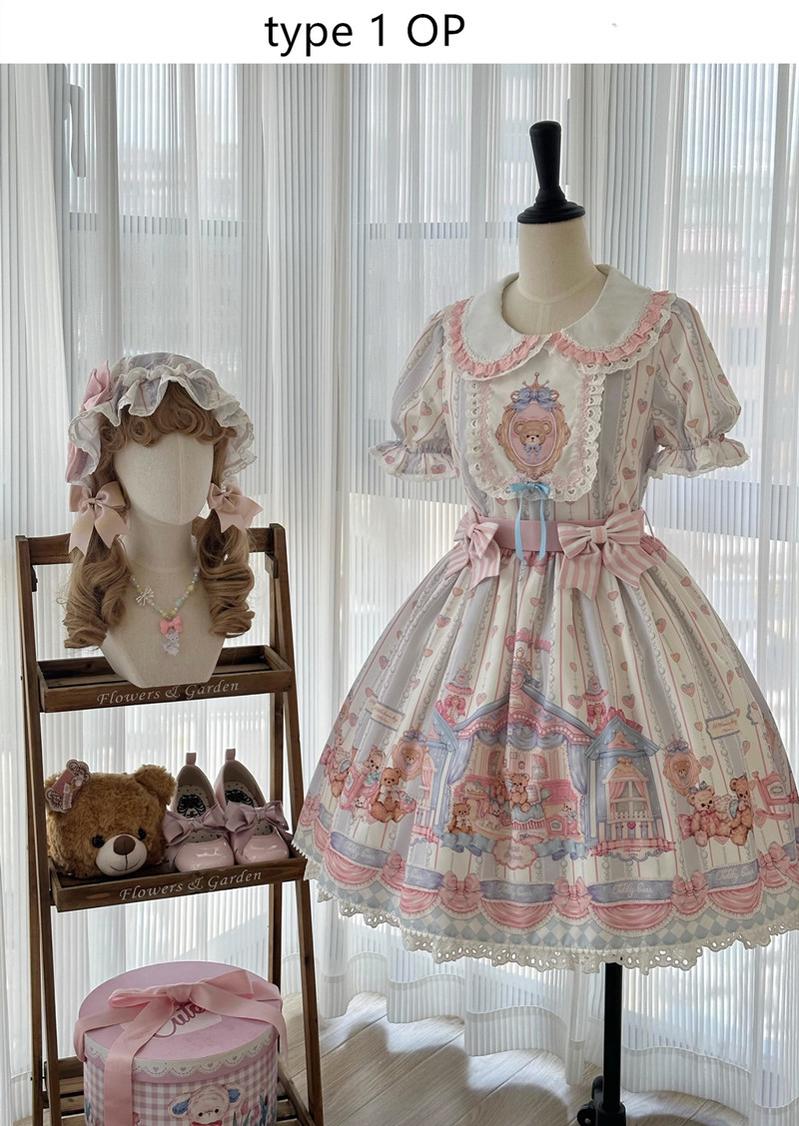 Barbie Bear - Sweet Lolita Bear Print JSK and OP and Accessories - image 32