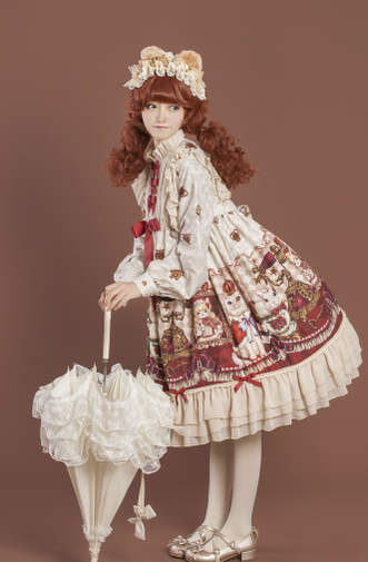 Crown Bear - Kawaii Daily Lolita Long OP Dress - image 14