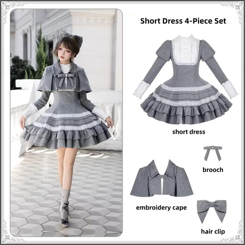 Reminisce - Pile Classic Lolita Dress, Detachable Cape and Accessories - image 26