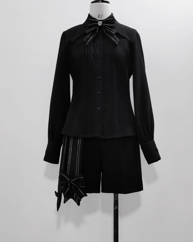 ShenYao - Ouji Vintage Lolita Black Bow Shorts - image 9