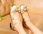 Bow and Low Heel Cross Band Lolita Leather Shoes - image 5