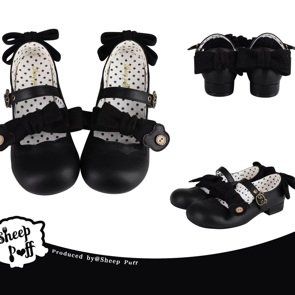 Bear Room - Sweet Lolita Shoes Double Bow Round Toe Flat Shoes - image 14