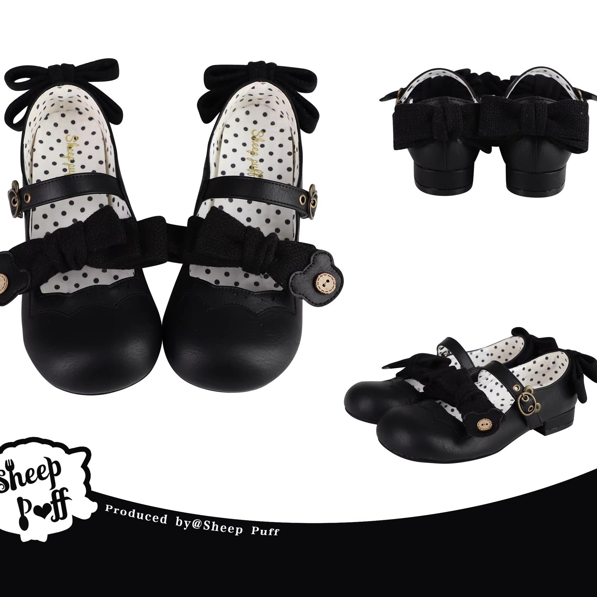 Bear Room - Sweet Lolita Shoes Double Bow Round Toe Flat Shoes - image 14