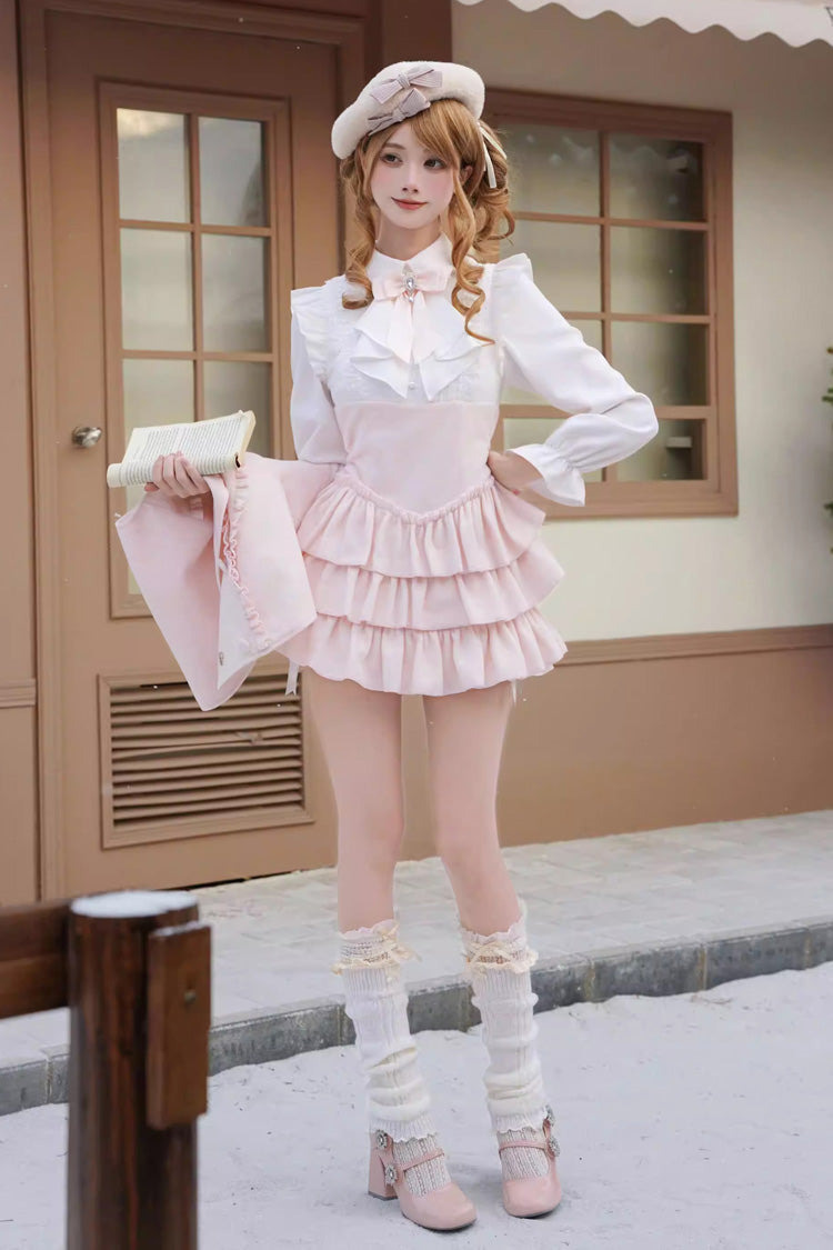 Cherry Blossom Snow - Sweet Lolita Dress & Cape Set in Pink - image 1