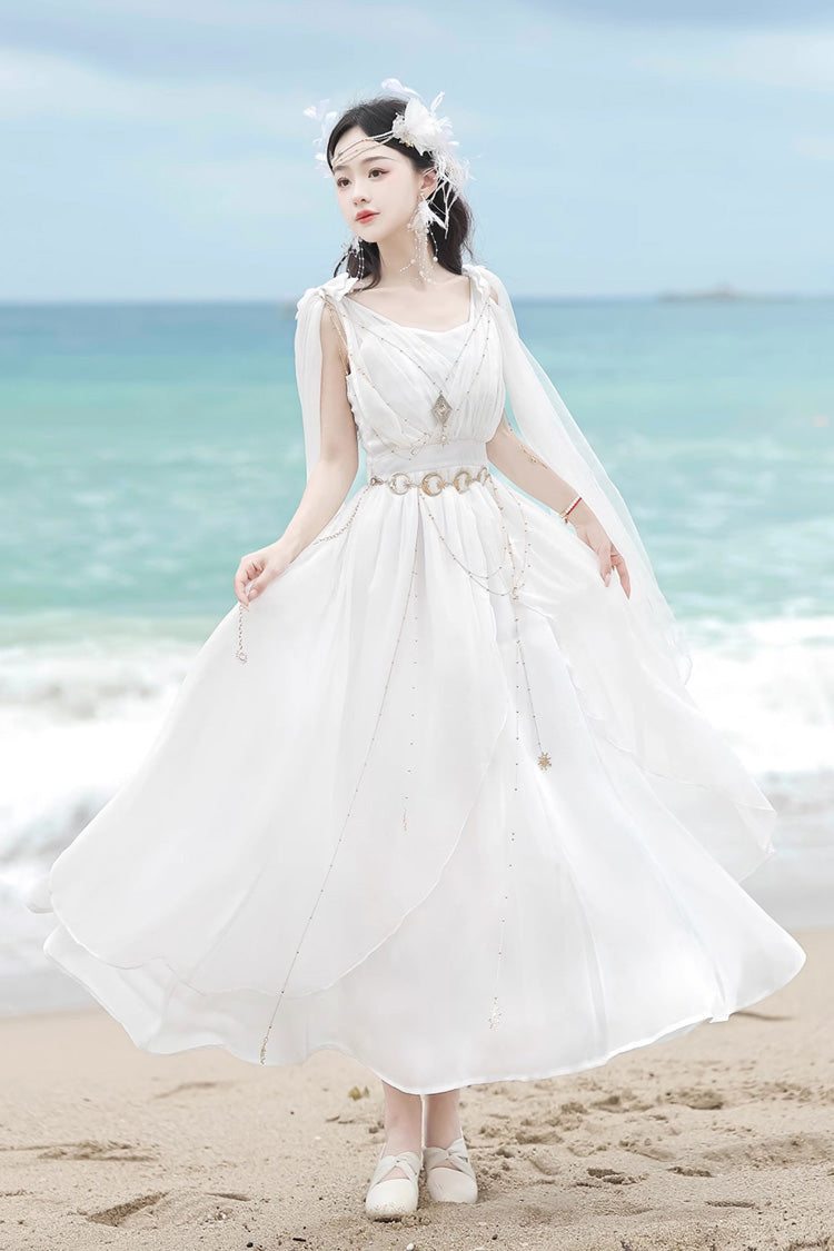 Messenger of God Greek-Inspired Elegant Lolita Long JSK Dress in White - image 1
