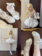 Satin Butterfly-Knot Lolita High Heels with Heart Buckle - image 5