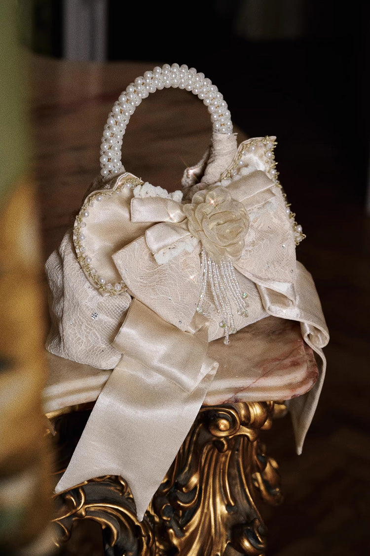 Champagne Satin 3D Bow Sweet Lolita Handbag - image 5