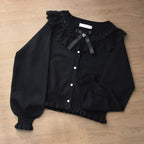 Graceful Dream - Retro Kawaii Lolita Sweater Cardigan, Ruffled Lace Neckline - image 5