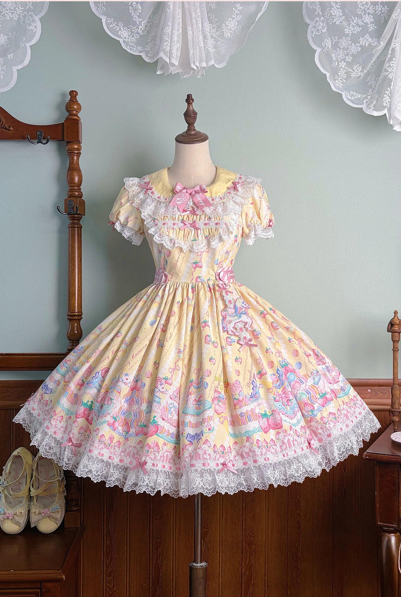 Macaron - Printed Sweet Lolita OP Dress and Old School JSK - image 47