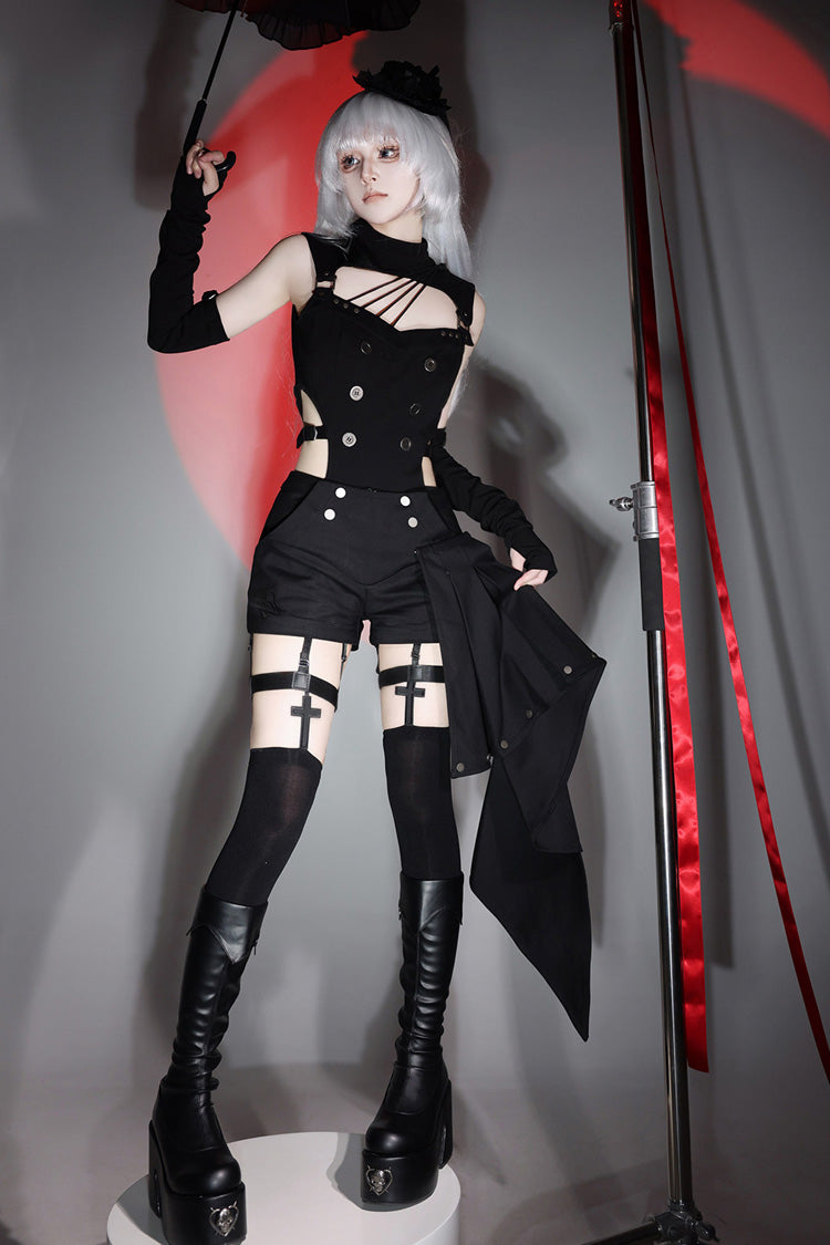 Masquerade Phantom Thief - Cut-Out Gothic Ouji Lolita Shorts Set - image 5