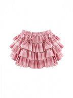 Dark Pink Plaid Tiered Skirt with Shorts - serendipity - image 1