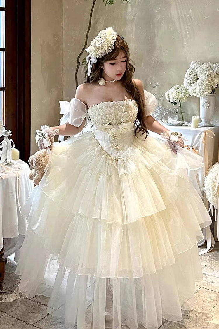 Mousse Love Song - Sleeveless Multi-Layered Ruffled Bride Bow Sweet Lolita Dress - image 6