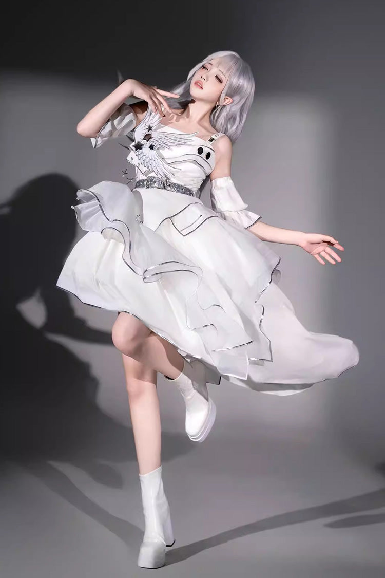 Silver Wings - Futuristic Punk Lolita JSK Dress Set - image 7