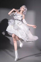 Silver Wings - Futuristic Punk Lolita JSK Dress Set - image 7