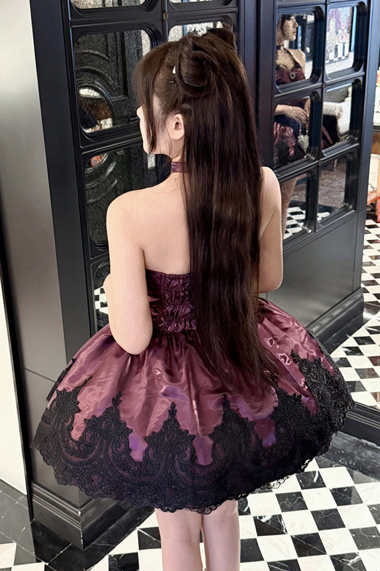 Lace Cat - Halterneck Cut-Out Embroidered Gothic Ballet Lolita JSK Dress - image 4