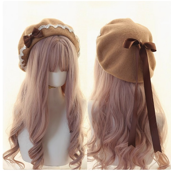 Sweet Woolen Lolita Lace Beret, Japanese Style - image 15