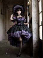 Purple Black Gothic Underbust JSK and Off Shoulder Blouse Set - image 1