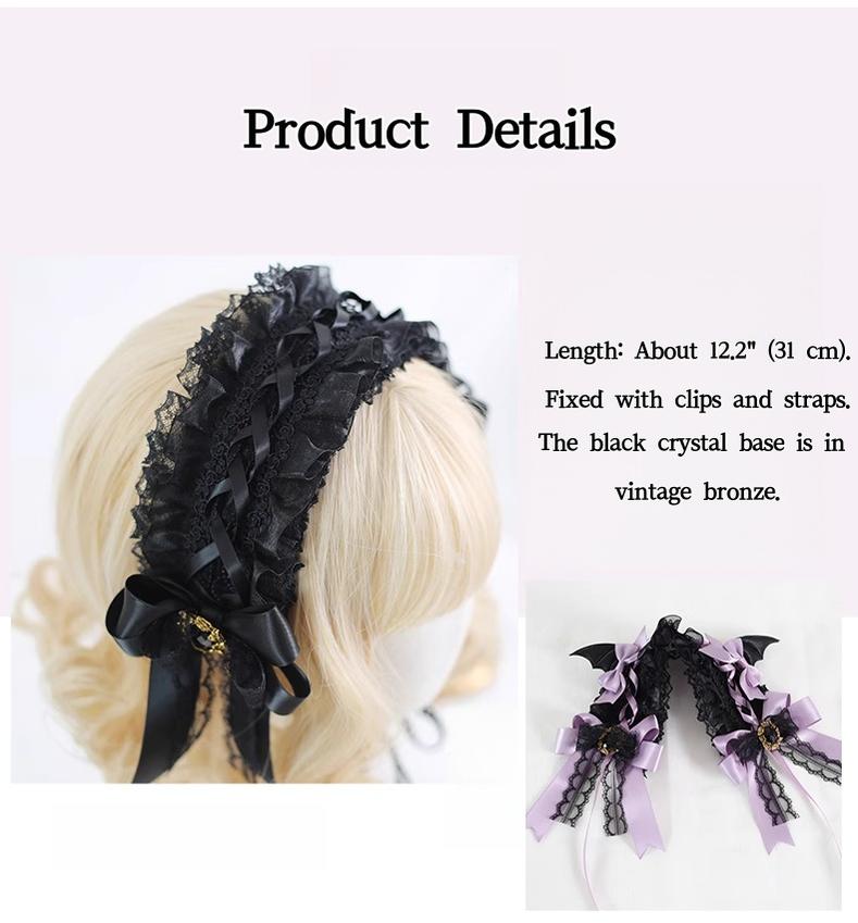 Halloween Gothic Lolita Hairband, Detachable Devil Wings - image 13
