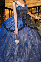 Galaxy of Fallen Tears - Sleeveless Glitter Series Ruffled Bow Asymmetric Sweet Lolita JSK Dress - image 8