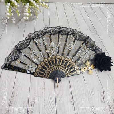 Gothic Lolita Lace Folding Fan with Rose and Sun Options - image 11
