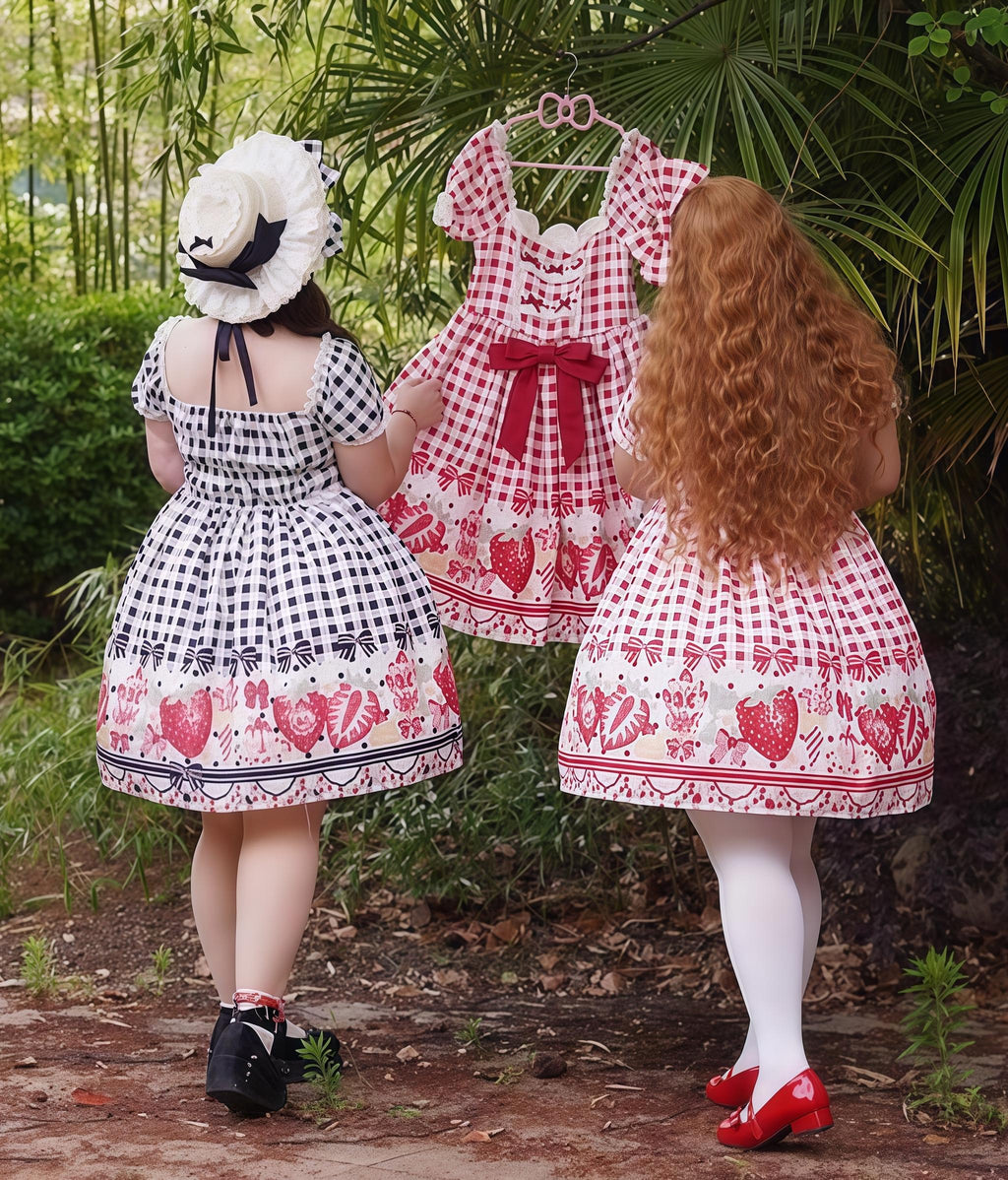 Gingham Strawberry - Plus Size Country Lolita OP Dress - image 3
