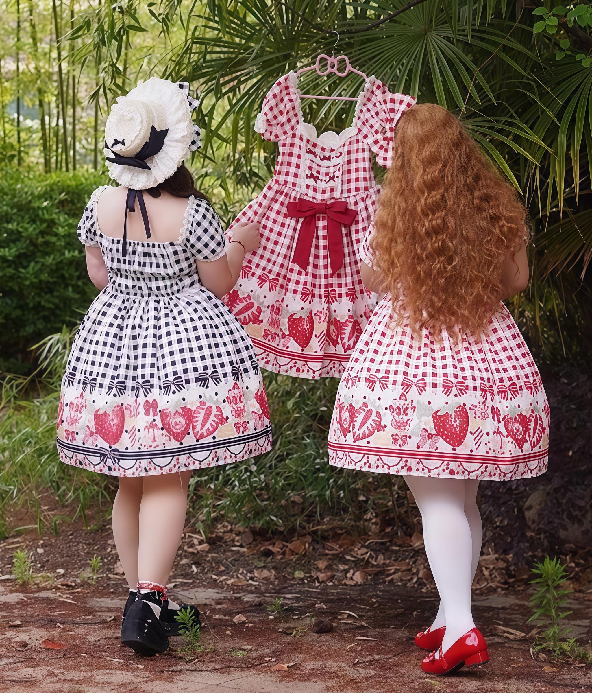 Gingham Strawberry - Plus Size Country Lolita OP Dress - image 3