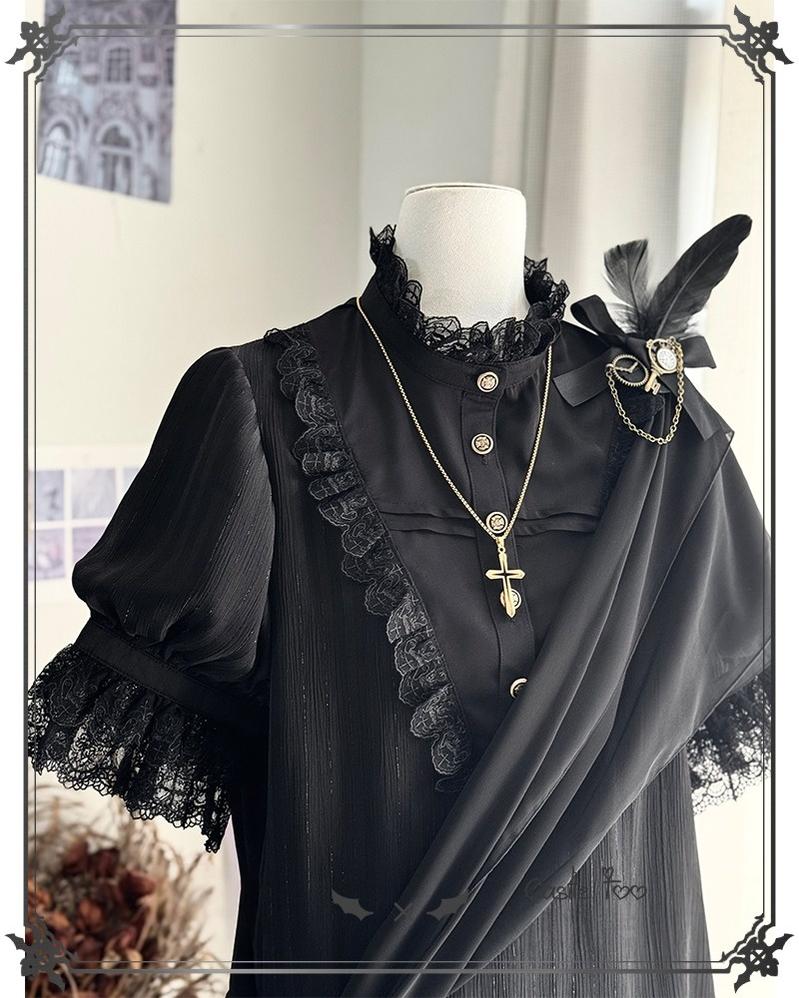 Black Moonlight - Ouji Lolita Chiffon Shirt Outfit Collection - image 17