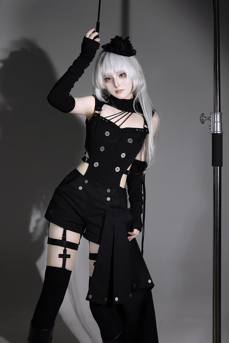 Masquerade Phantom Thief - Cut-Out Gothic Ouji Lolita Shorts Set - image 9