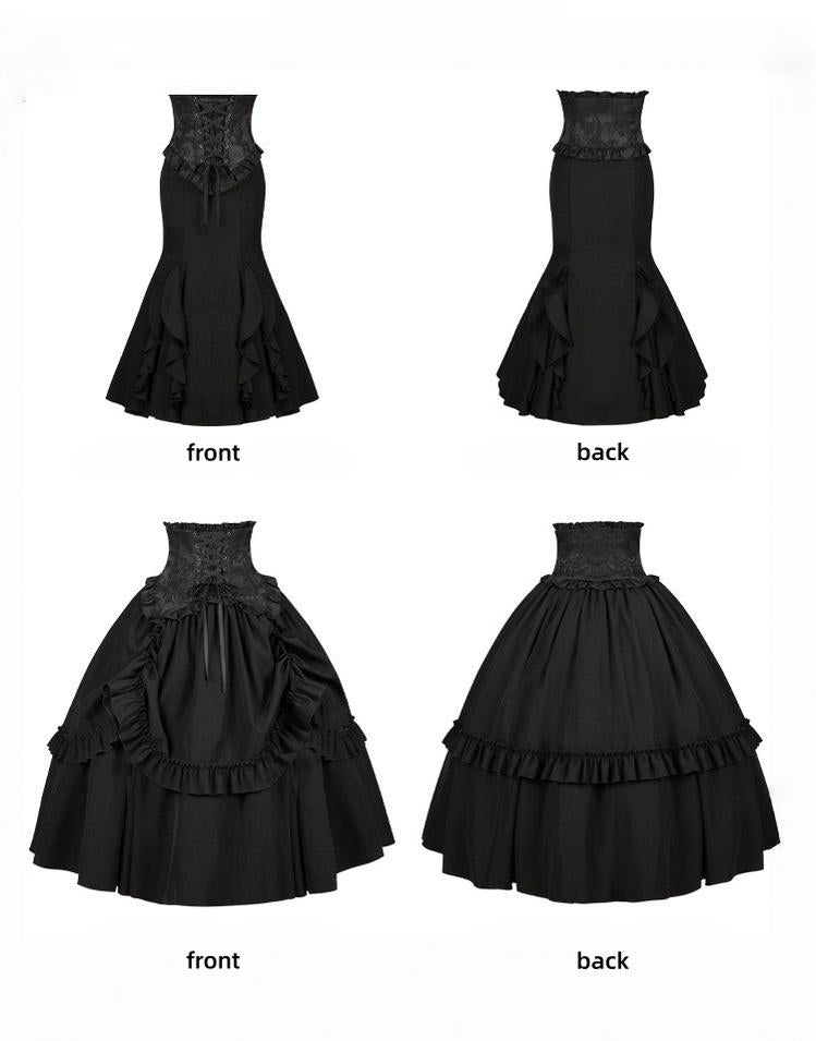 Blake - Boning Gothic Lolita Mermaid Skirt, Lifted-hem SK and Accessories - image 21