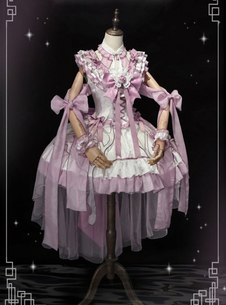Chinese-Inspired Butterfly Lolita Dress Set with Headpiece and Wrist Cuffs - image 2