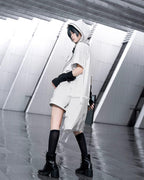 White Cat - Futuristic Style Cool Lolita Pants Suit With Cat Ear Coat - image 2