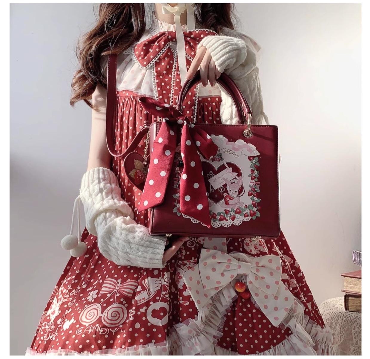 Retro Lolita Handbag PU Square Wedding Bag - image 3