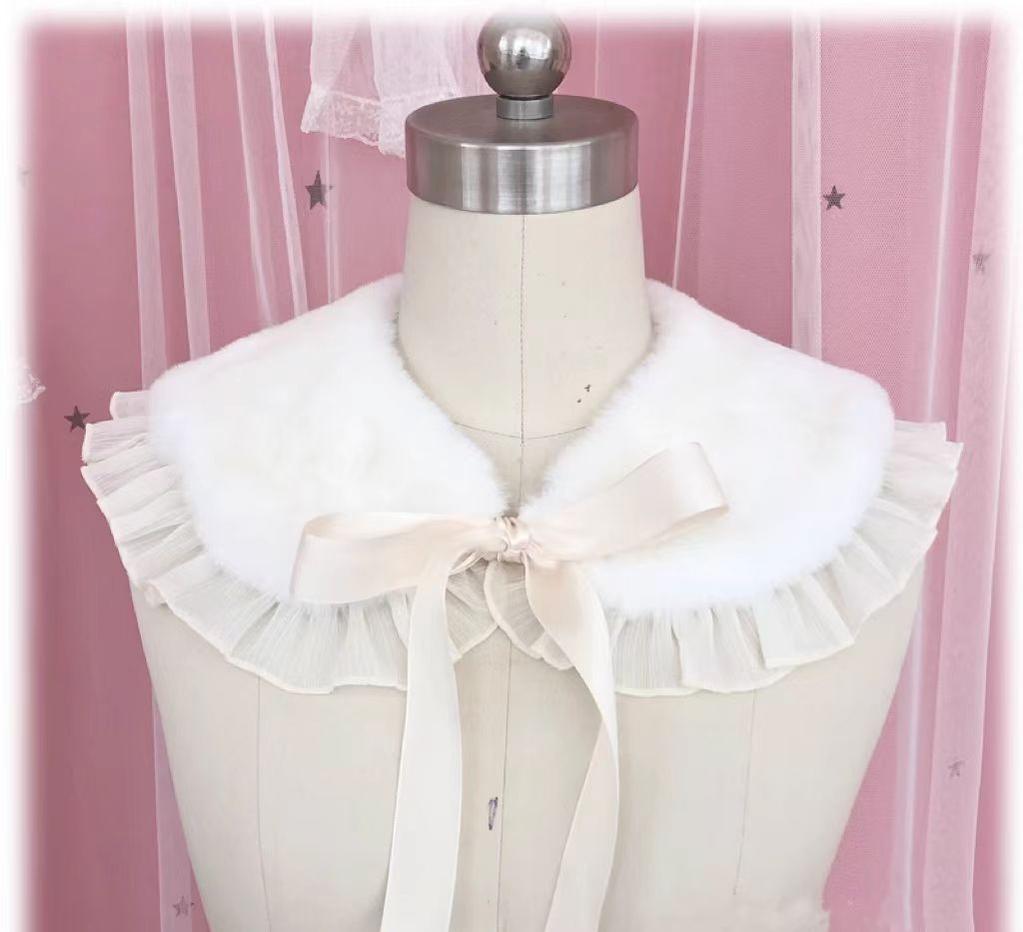 Winter Lolita False Collar Plush Bow Collar Scarf - image 7