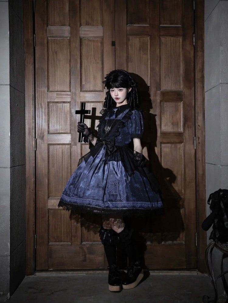 Midnight Rose Cemetery Dress with Overlay - iris de nuit - image 7