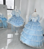Shisan District - Wedding Lolita OP Suit with Angel Demon Wings - image 32