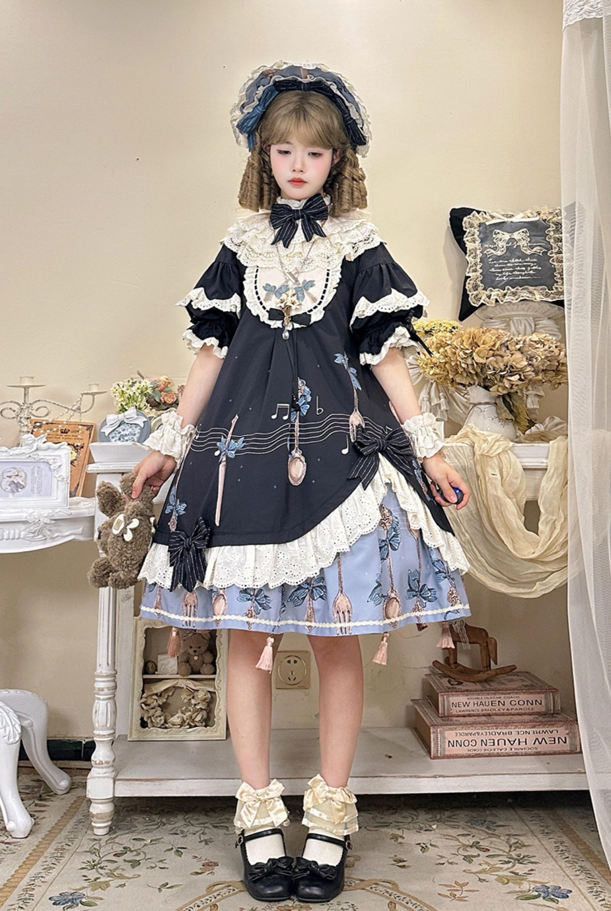 Witch's Banquet - Printed Doll-like Sweet Lolita OP, Apron-like Front and Accessories - image 1