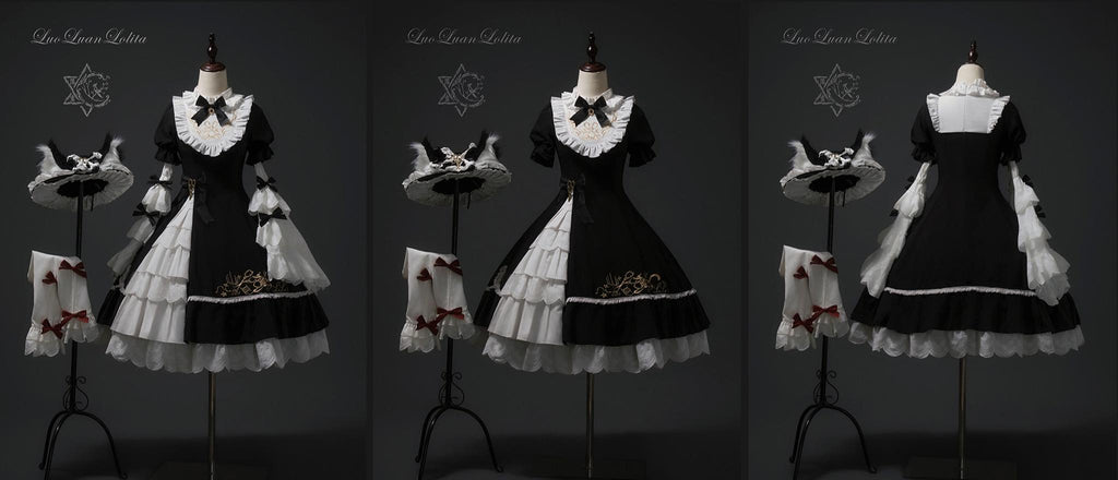 Sewing Magic Cat - Classic Lolita Six-Panel OP Dress with Embroidery and Accessories - image 5