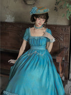Teal Ruffle Classic Lolita OP Dress Set with Coordinating Accessories - image 6