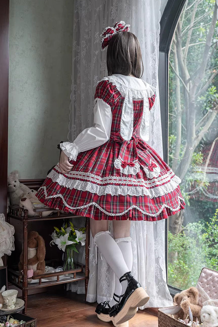 Gingham Petal Bunny - Short Sleeves Printed Ruffled Bow Sweet Lolita OP Dress - image 14