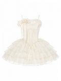 Boned Corset Waist Spaghetti Strap Tiered Lolita JSK Dress - image 1