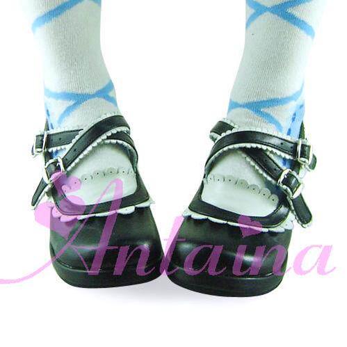 Gothic Lolita Shoes - Black Matte & Scalloped - image 1