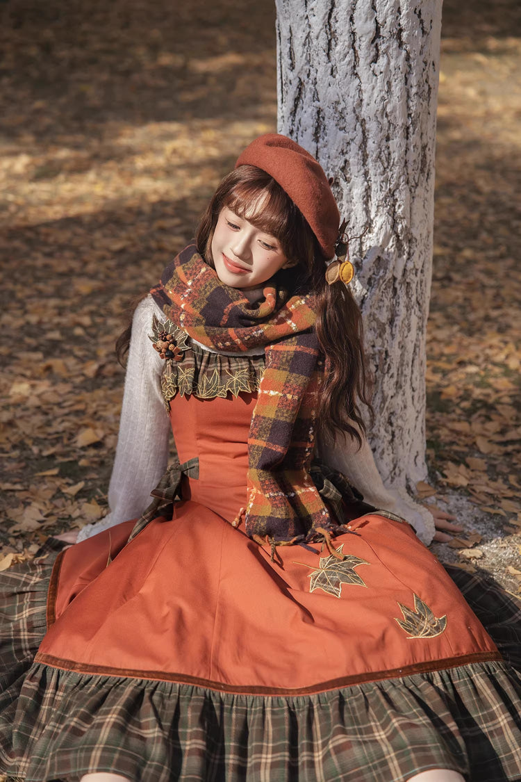 Autumn Chronicles - Sweet Lolita JSK Dress in Red & Green - image 10