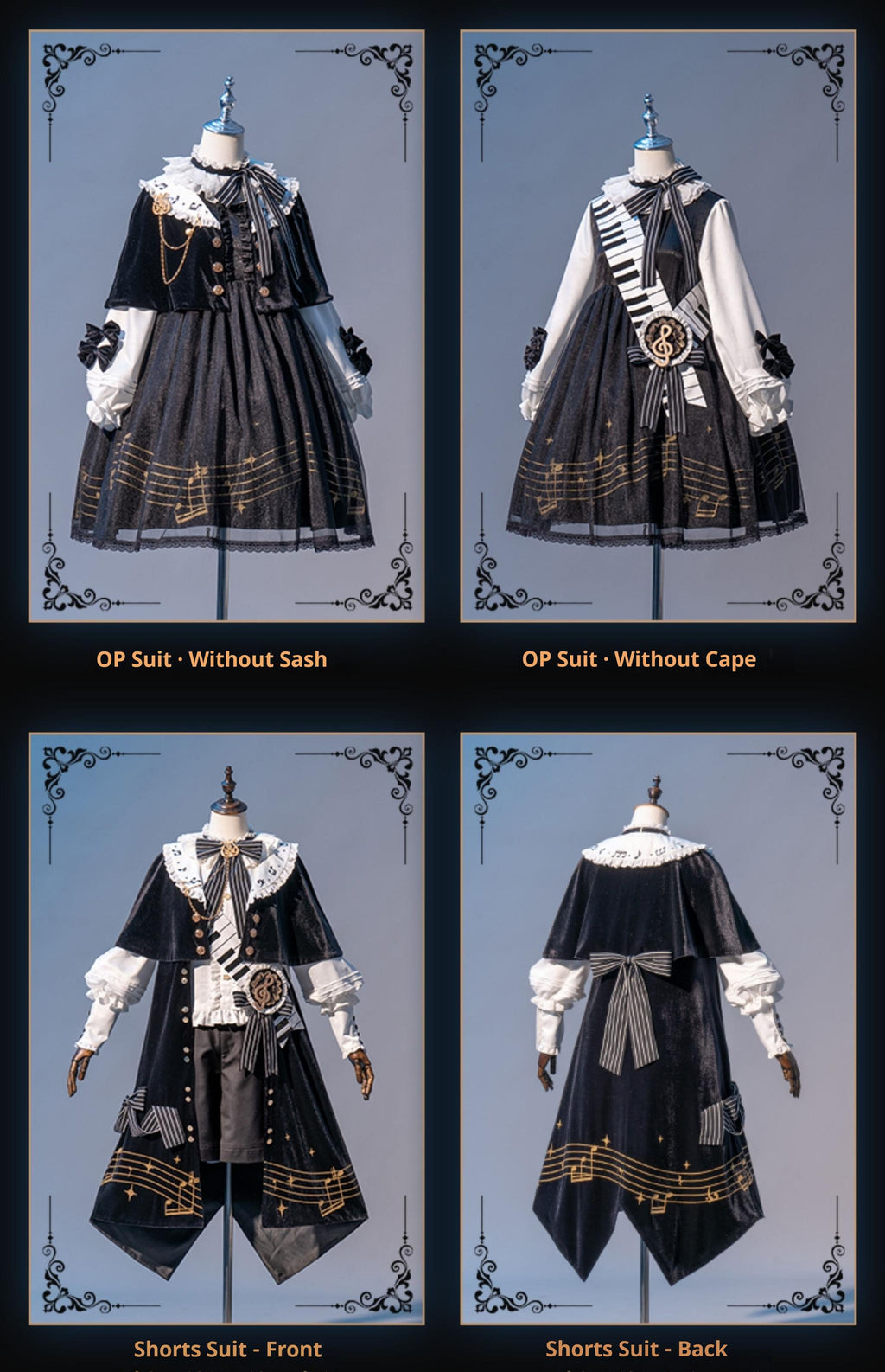 Black and White Sonata - Ouji Lolita Vest Suit and Vintage Lolita OP Dress - image 39