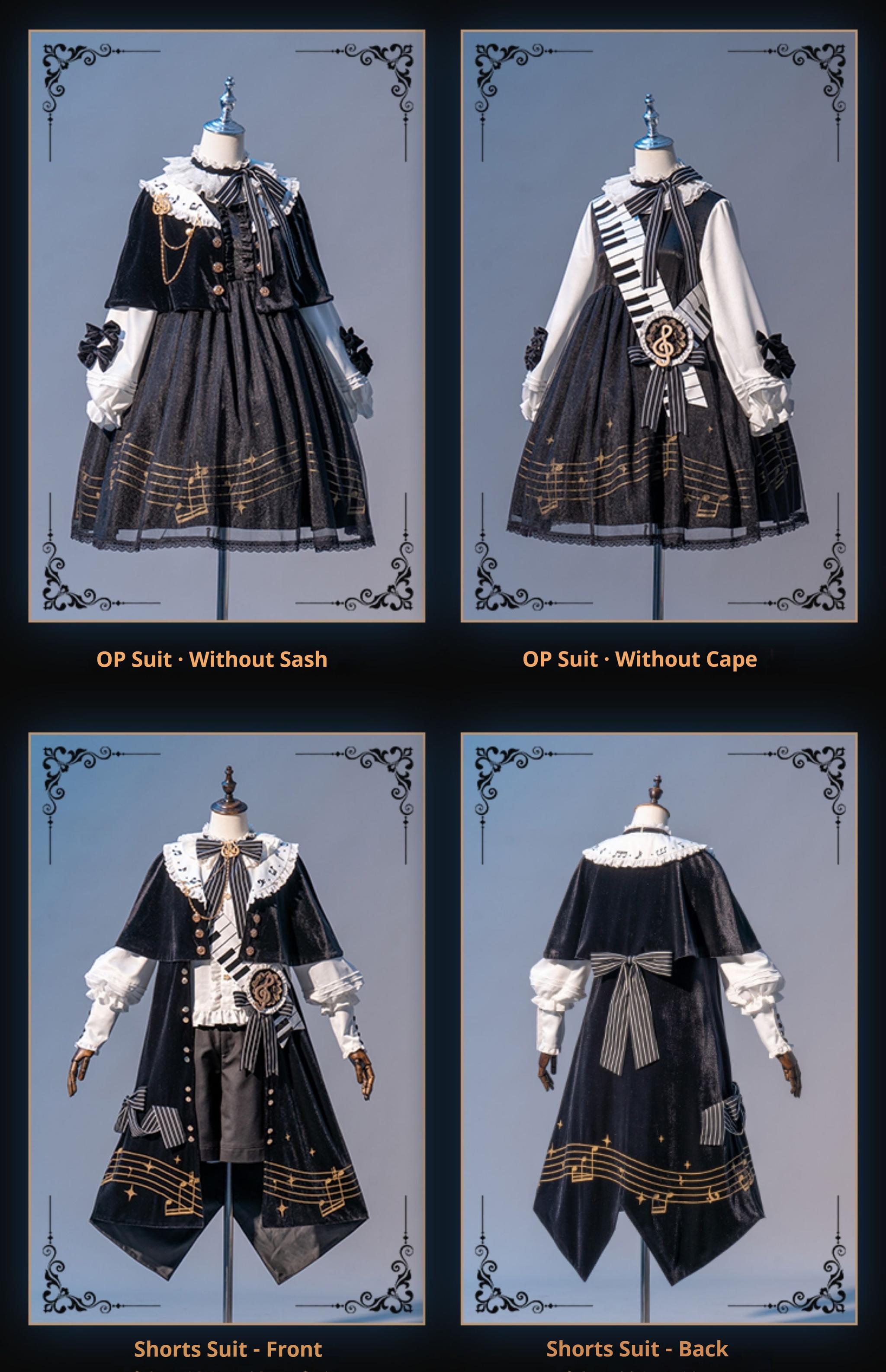 Black and White Sonata - Ouji Lolita Vest Suit and Vintage Lolita OP Dress - image 39