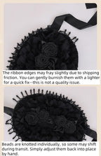 Gothic Black Rose Lolita Hat with Bead Tassels - image 8